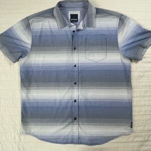 Prana Men's Casual Blue and Gray Button Down Chest Pocket Shirt XL